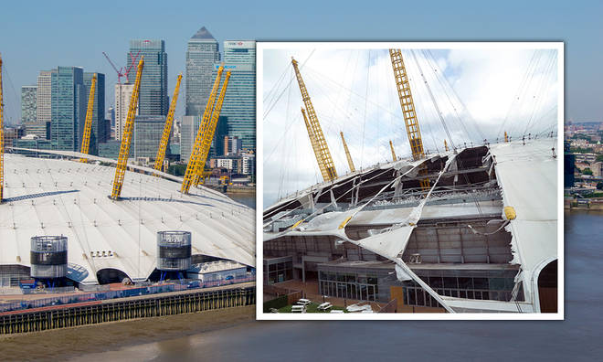 The O2 Arena has been wrecked by the storm