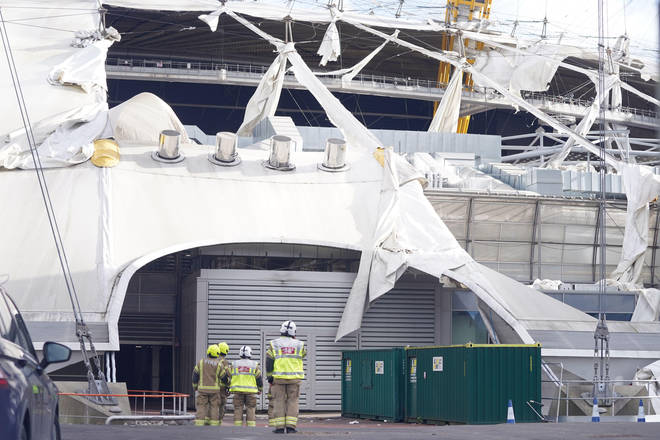 The O2 roof was damaged on February 18