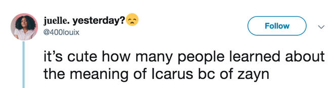 Zayn Malik fan praises singer for teaching people about Icarus