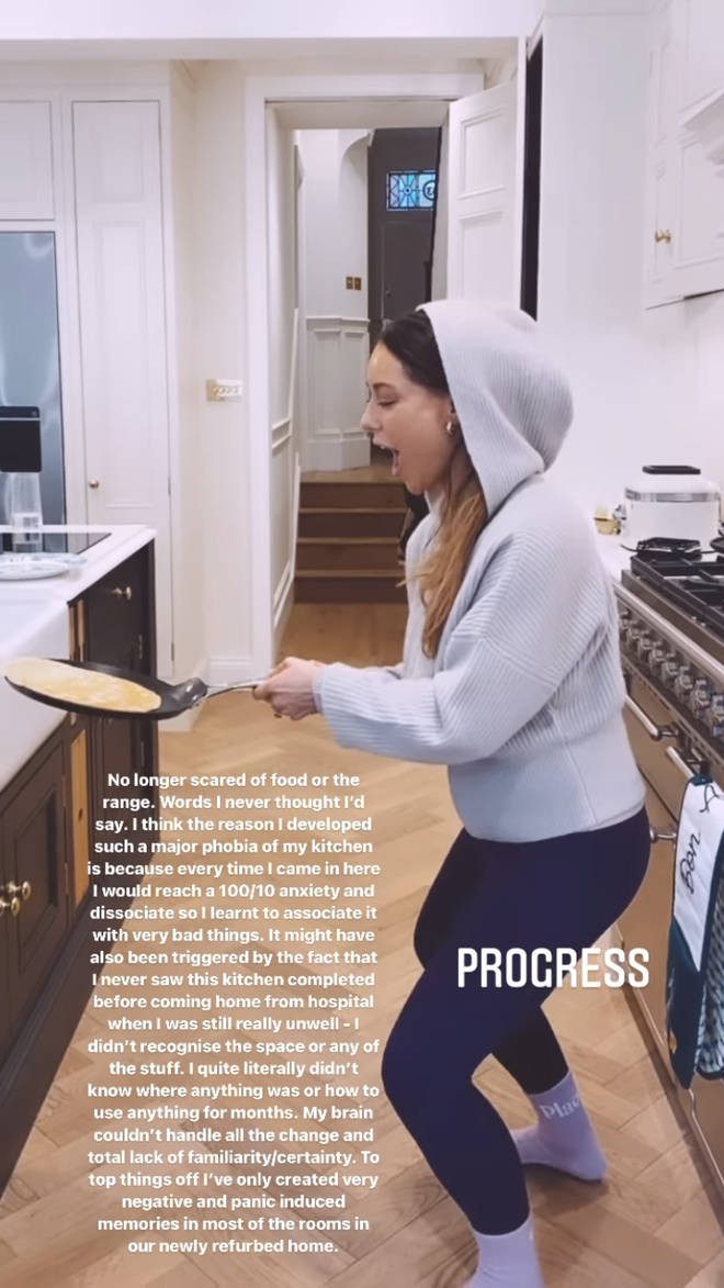 Louise Thompson said she's 'no longer scared of food'