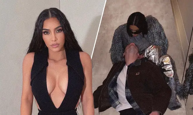 Kim Kardashian appears to have edited the carpet in her Instagram photos with Pete Davidson