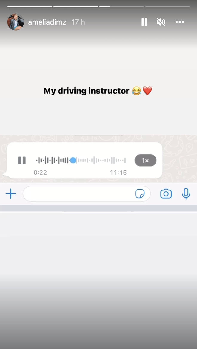 Amelia Dimoldenberg shares hilarious voice note from her driving instructor asking about Aitch