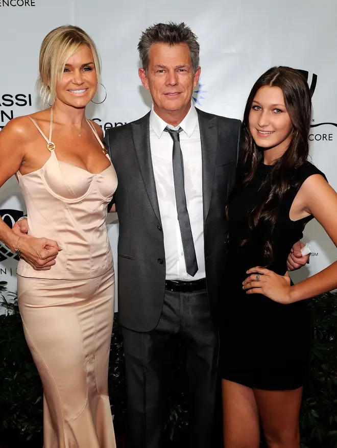 Bella Hadid with mum Yolanda and her ex David Foster