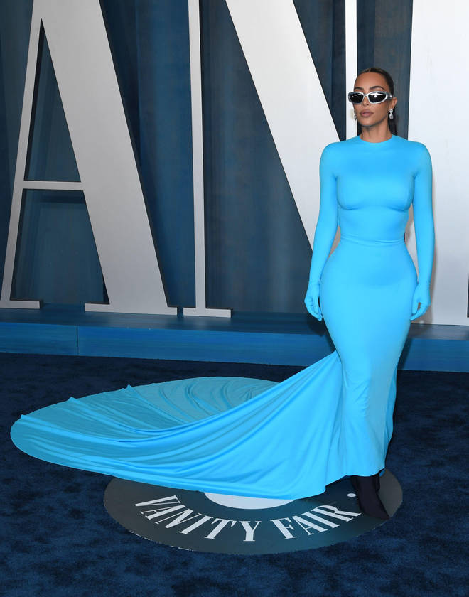 Kim Kardashian stunned in blue on the Vanity Fair red carpet
