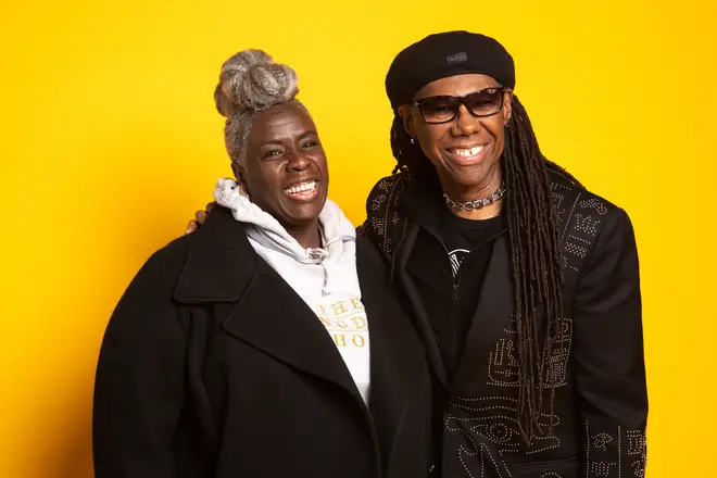 Conductor of The Kingdom Choir, Karen Gibson MBE and Nile Rodgers