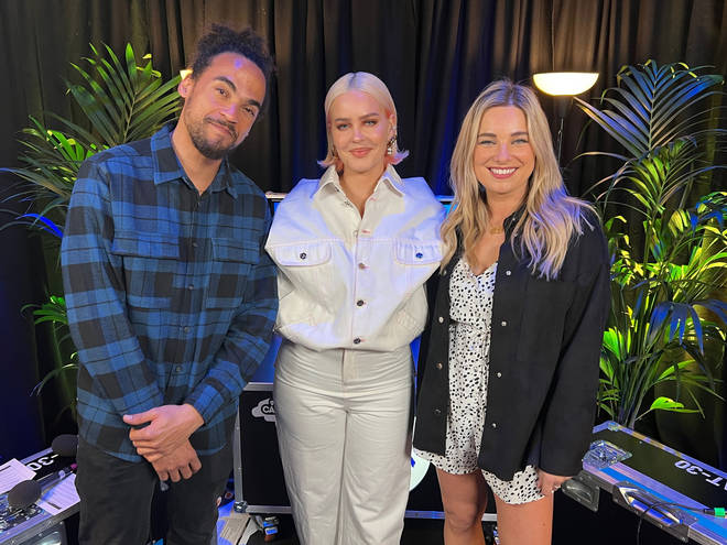 Anne-Marie with Heart's Dev Griffin and Capital's Siân Welby