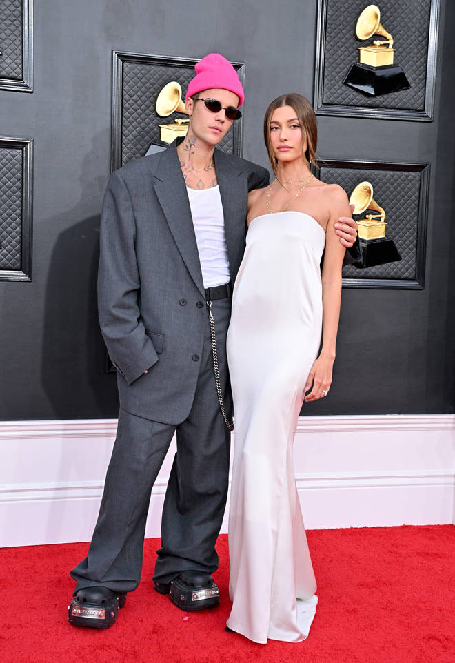 Justin Bieber and Hailey at the 64th annual Grammys