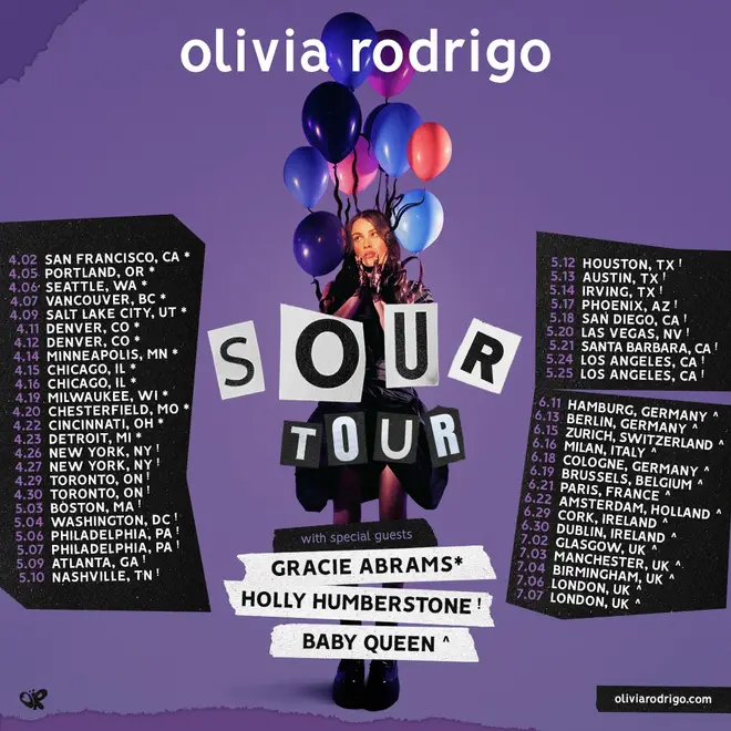 Olivia Rodrigo will be touring her 'SOUR' album from April until July 2022