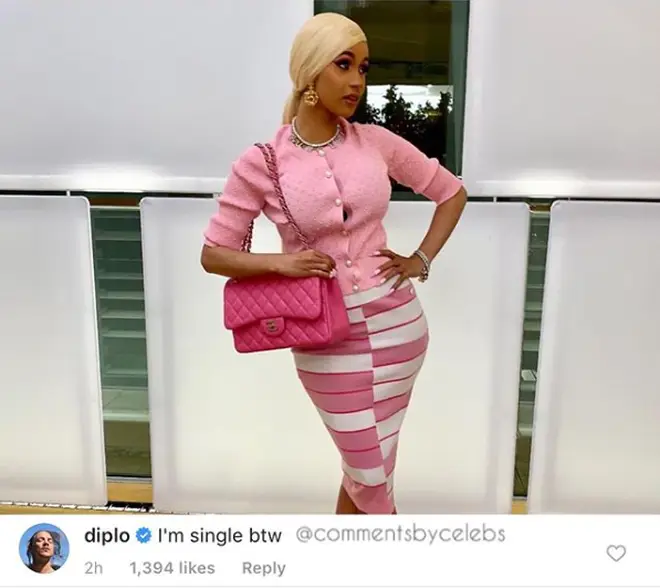 Diplo's comment on Cardi B's post was seriously flirty.