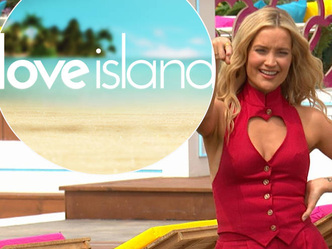 The Love Island logo with Laura Whitmore