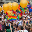 A huge crowd on the streets of central London for Pride in 2019