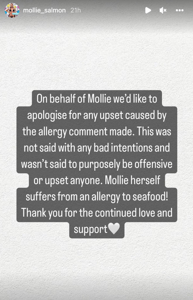 Mollie Salmon's family had to apologise for comments she made