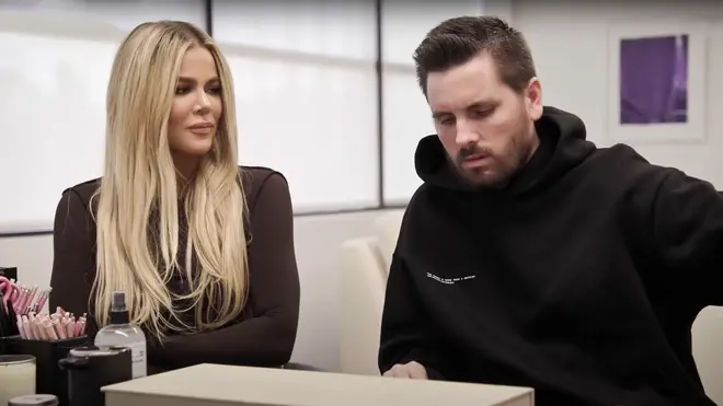 Khloe Kardashian and Scott Disick on the Kardashians set