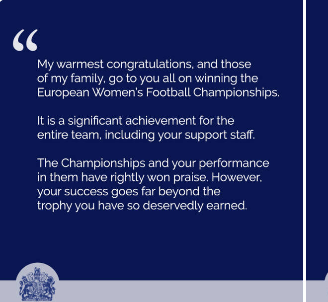 The Queen congratulated the Lionesses on their win