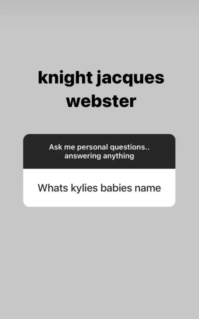 An alleged Mason Disick account claimed Kylie's son's name is Knight Jacques Webster