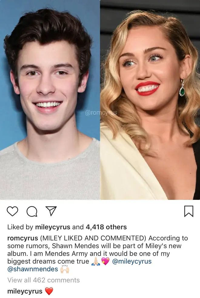 Miley Cyrus commented on a fan's Instagram which hinted at the collaboration