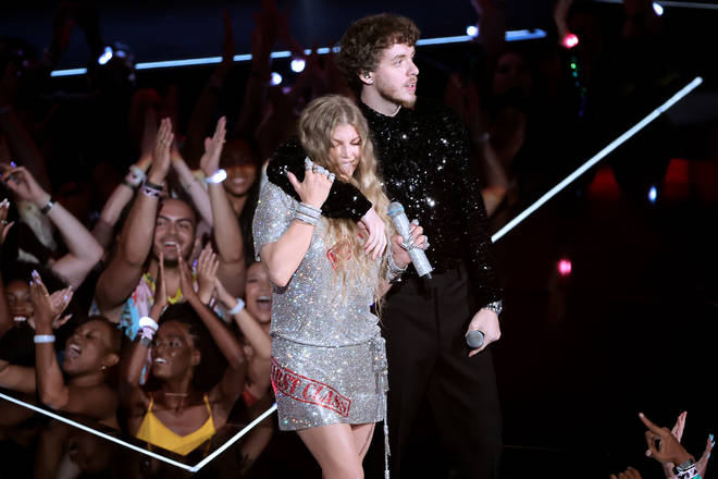 Fergie and Jack Harlow perform onstage at the 2022 MTV VMAs