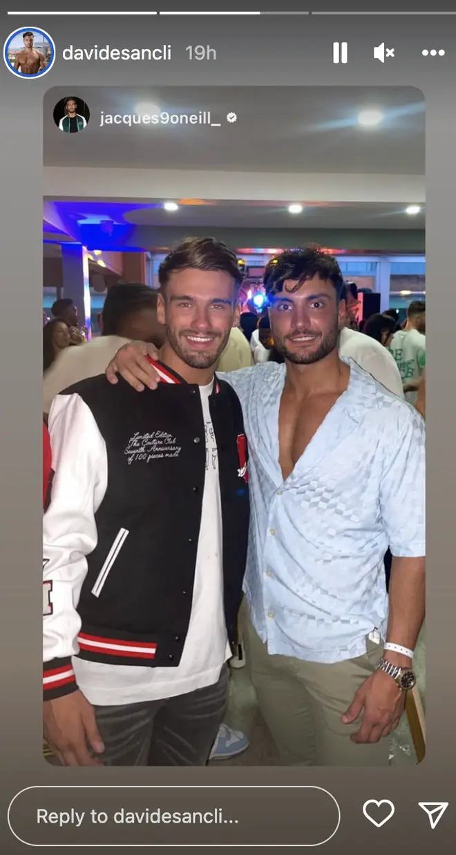 Davide reunited with Love Island's Jacques at the boxing event last weekend