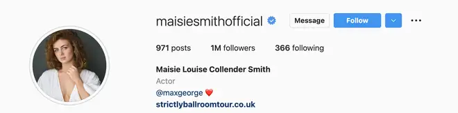 Maisie Smith added Max George's name to her Instagram bio