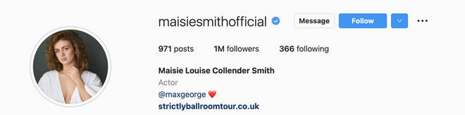 Maisie Smith added Max George's name to her Instagram bio
