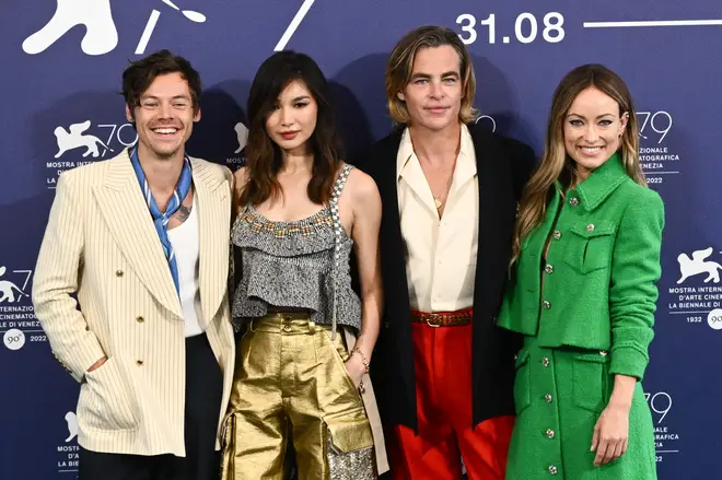 Harry Styles, Gemma Chan, Chris Pine and director Olivia Wilde attend the photocall for Don't Worry Darling