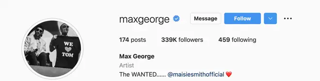 Max George has added Maisie Smith's name in his Instagram bio
