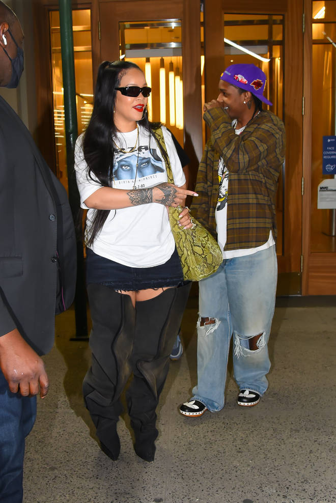 Rihanna was spotted heading to a studio with A$AP Rocky