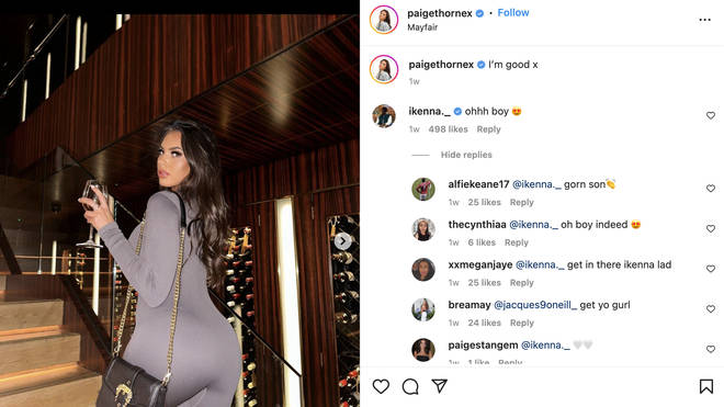 Ikenna gushed over Paige's recent Instagram photos