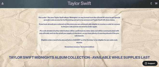 Taylor Swift's website posted a statement about an upcoming tour