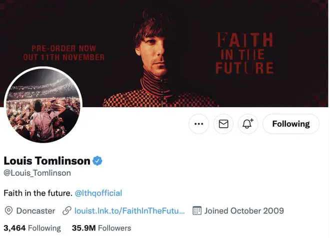Louis Tomlinson has changed the layout of his socials