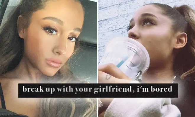 Ariana Grande's album track list features a song asking someone to break up with their girlfriend