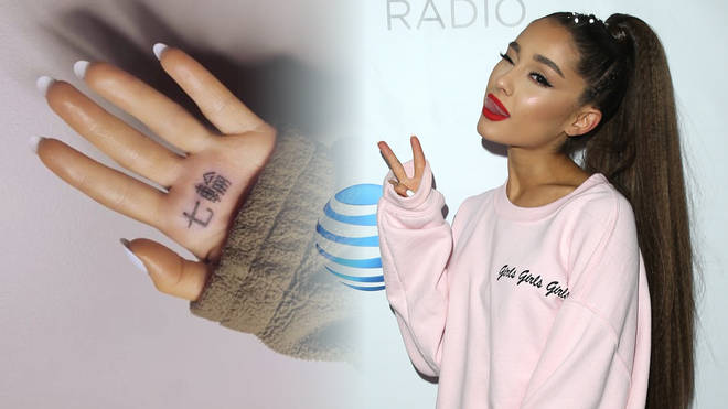 Ariana Grande got a tattoo on her hand, which was meant to say '7 rings'