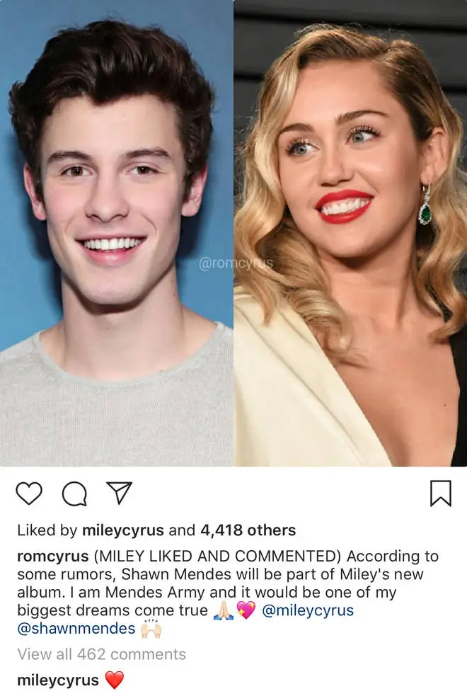 Miley Cyrus commented on a fan's Instagram which hinted at the collaboration.