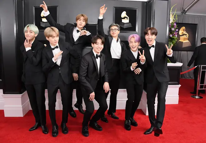 BTS turned out in custom Korean Tuxedos for their first GRAMMY awards