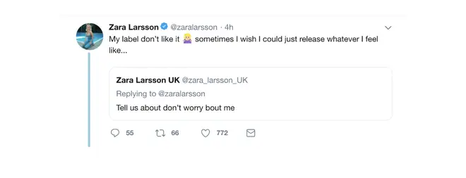 Zara Larsson responds to fans questioning about new song on Twitter