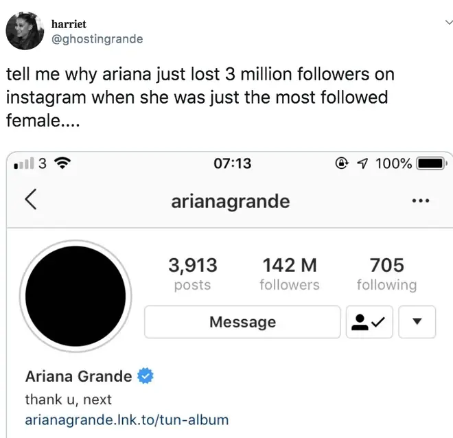 Fans wonder why Ariana Grande just lost three million followers