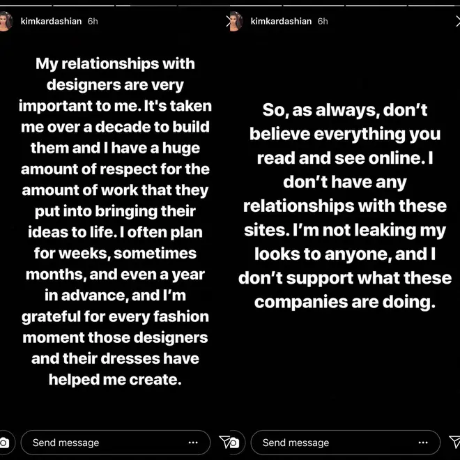 Kim told her fans she isn't associated with Fashion Nova.