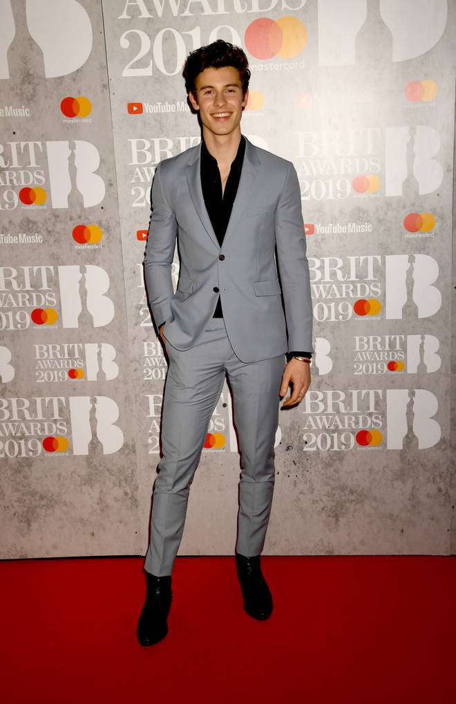 Shawn Mendes wears a grey suit for his first ever BRIT awards