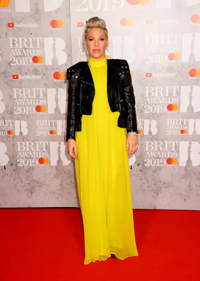 Pink turns up to receive her Outstanding Contribution to Music award at the BRITs 2019