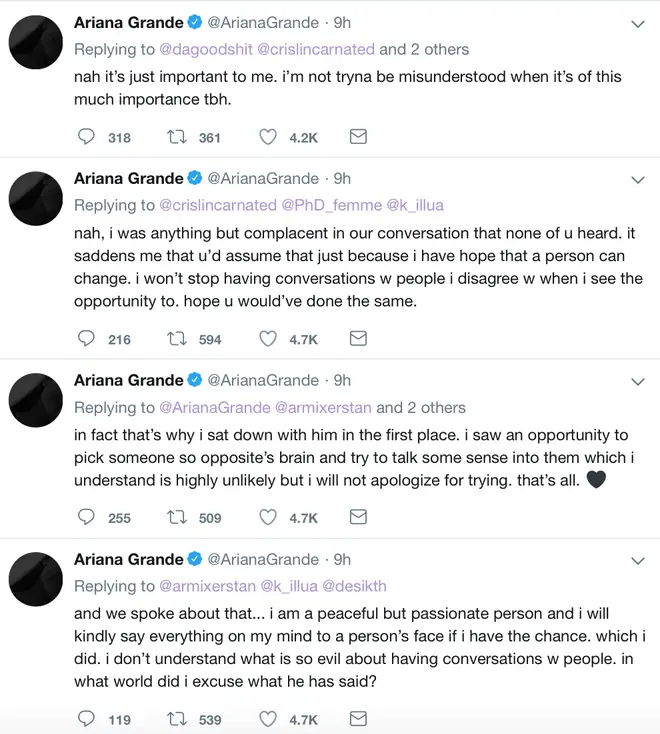 Ariana Grande said she 'just wanted to speak her mind'