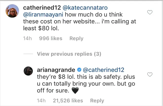 Ariana Grande hits back at claims her clear bag merchandise will be expensive