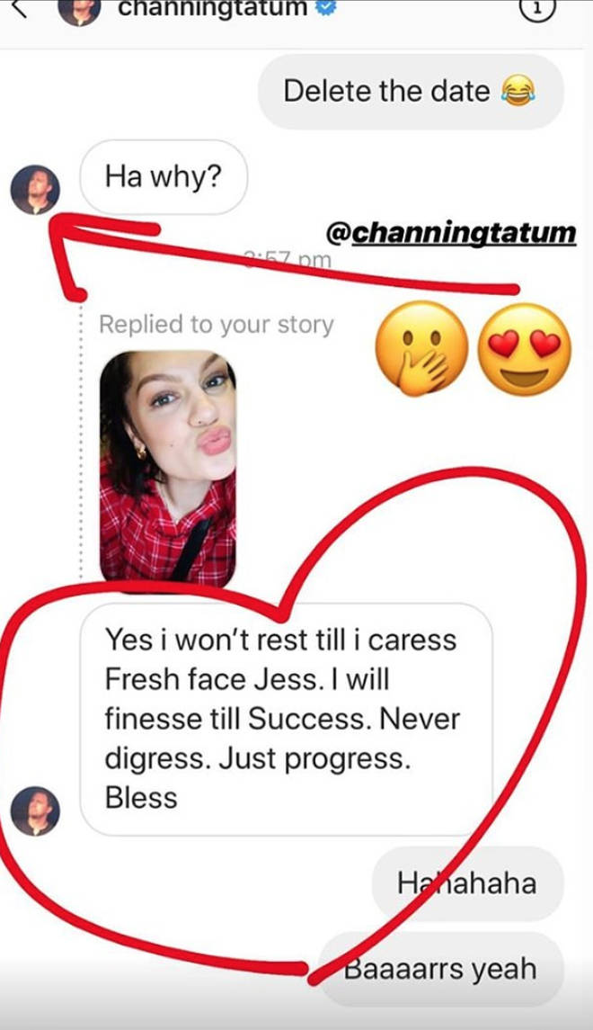 Jessie J shares private Instagram messages from Channing Tatum