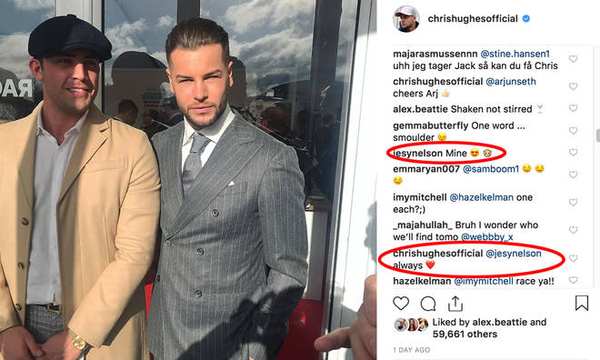 Jesy Nelson commented 'mine' on Chris Hughes' Instagram post