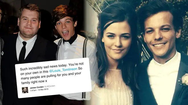Celebrities - such as James Corden - sent their wishes to Louis Tomlinson following his sister's death