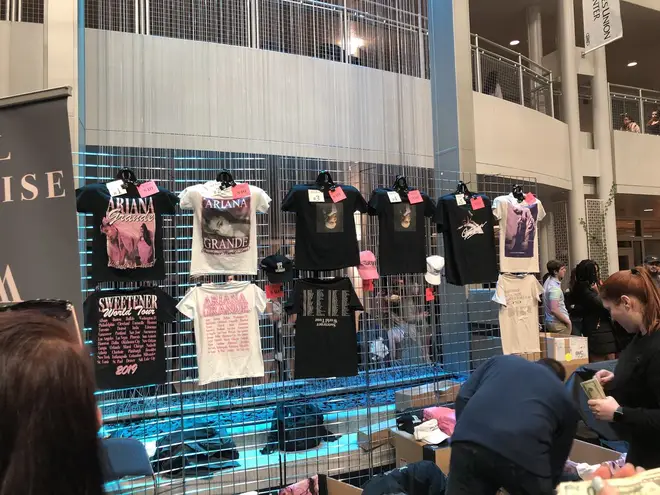 Some of Ariana Grande's Sweetener tour merch.