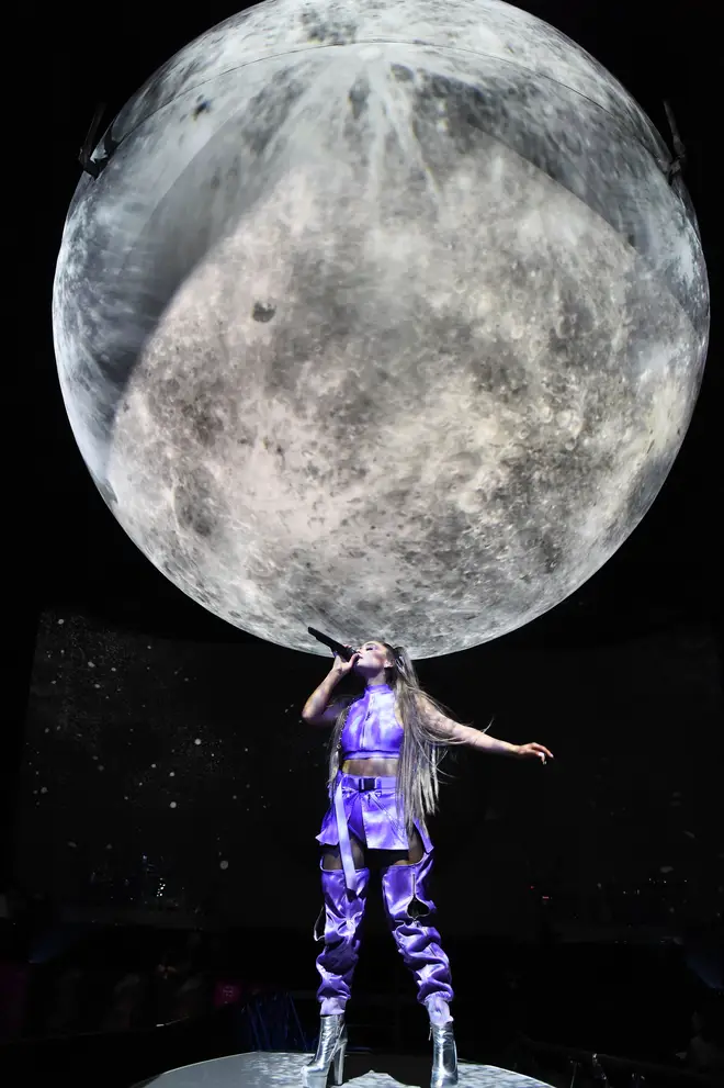 Ariana looked like the ultimate intergalactic princes in this purple and silver number.
