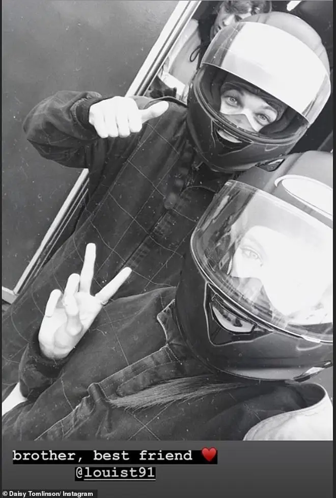 Louis Tomlinson and sister Daisy on a day out go-karting