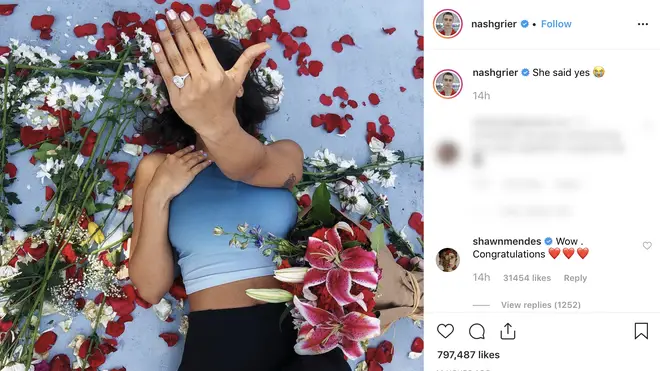Shawn Mendes commented on Nash Grier's engagement announcement