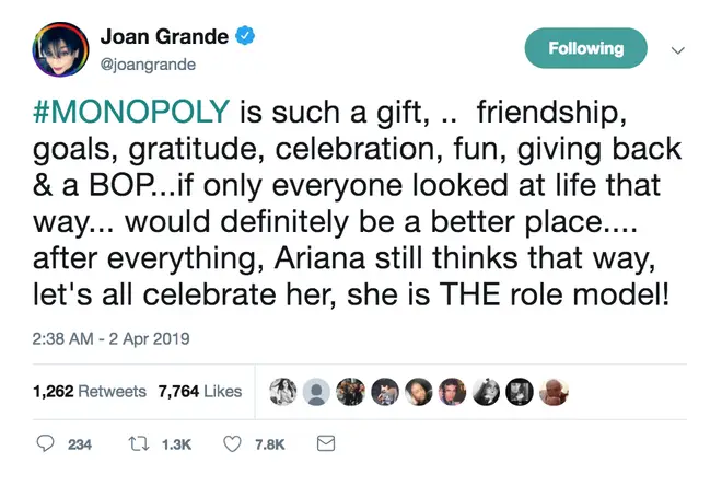 Ariana Grande's mum Joan explained what 'Monopoly' is really about