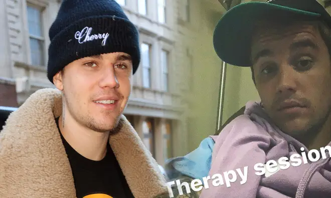 Justin Bieber shared a selfie during a therapy session